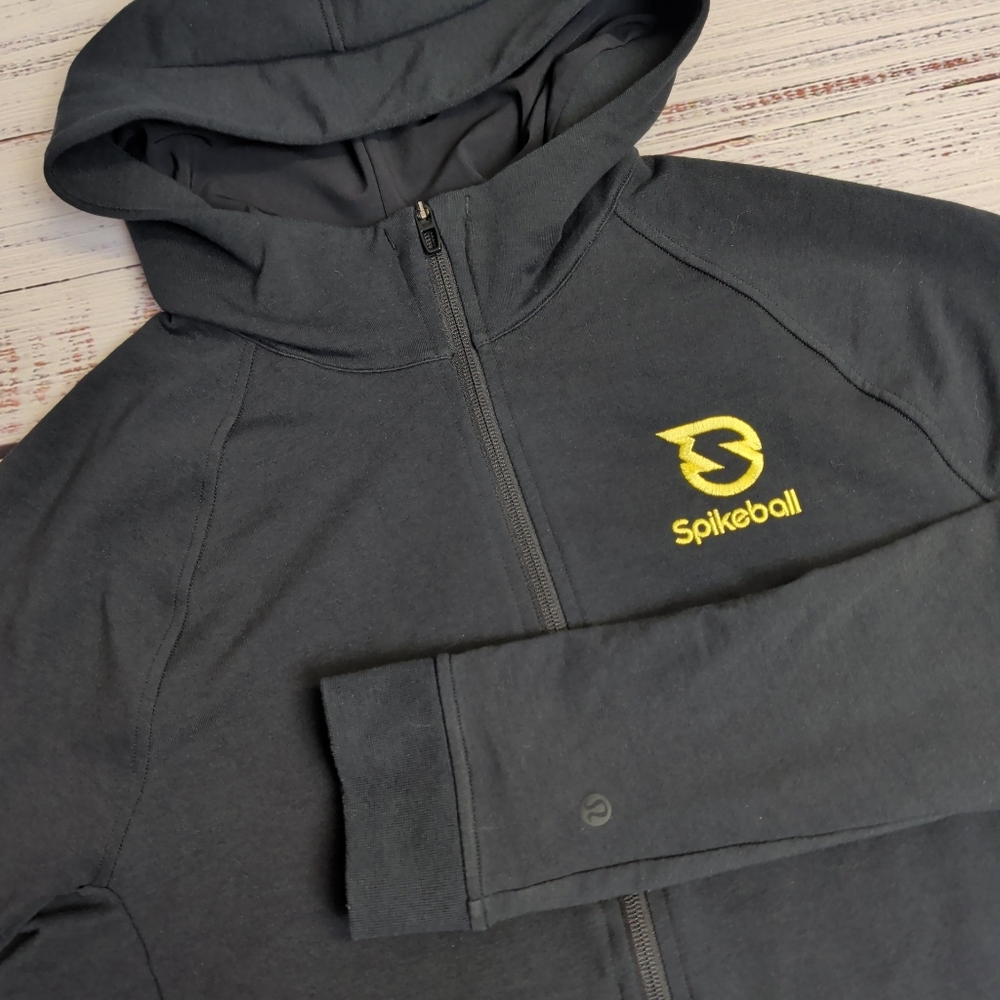 Lululemon Hoodie Mens Medium Black City Sweat Full Zip Pockets Hooded Spikeball